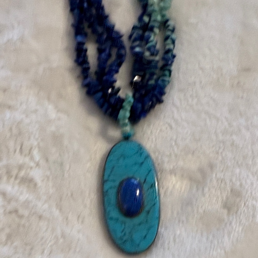 Turquoise and Blue Beaded stone Necklace